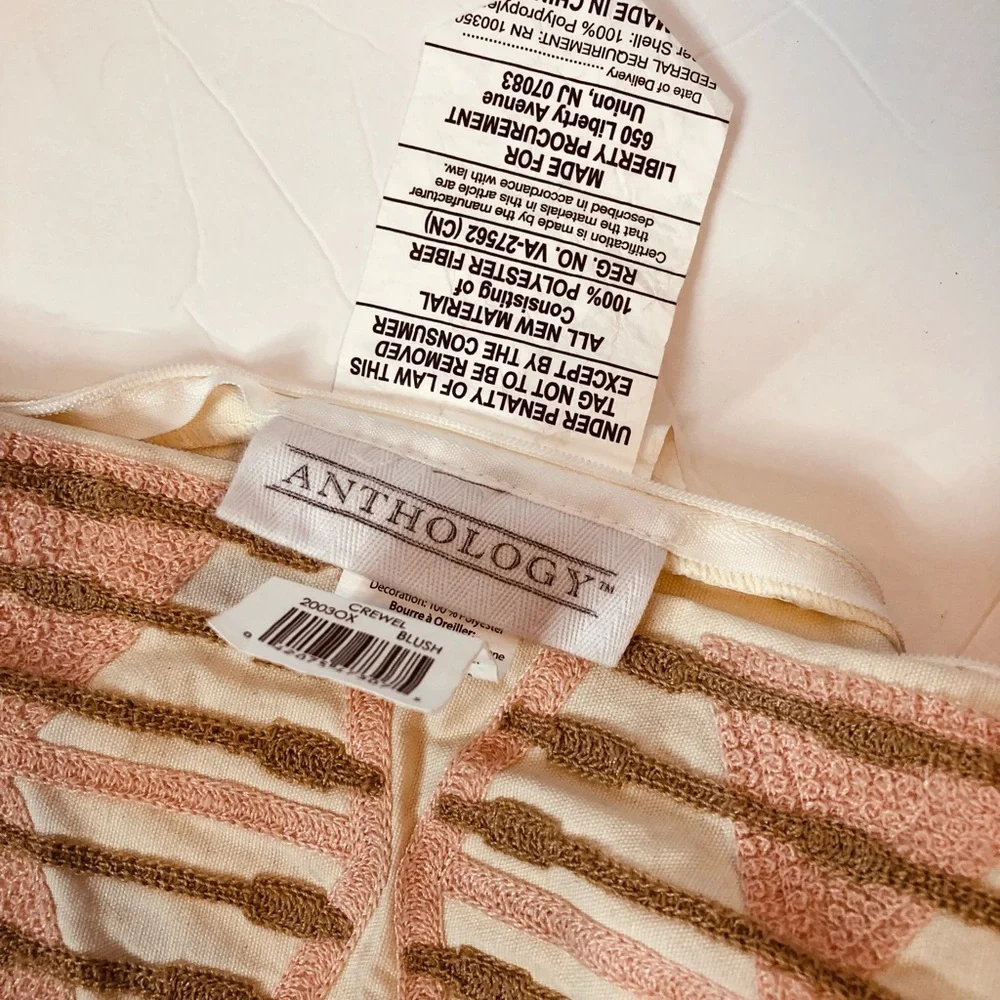 Anthology 💯 Cotton Beige Tan Peachy/Pink Pillow Cover 16X14